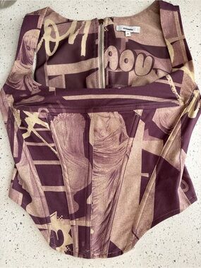 Miaou Campbell Corset Tank Top Two-Tone Graphic Bustier Purple Mauve Sold Out
